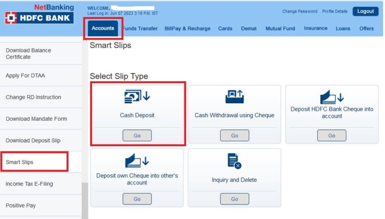 HDFC Smart Slips And Deposit Slip