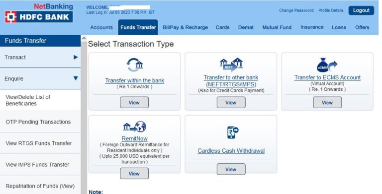 HDFC Manage Beneficiaries Online PBGBBank