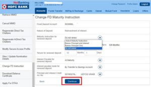 Change HDFC FD Instructions Online