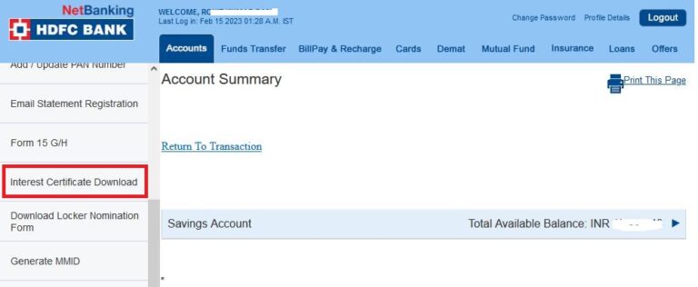 How To Download HDFC Interest Certificate FD RD Saving   HDFC Interest Certificate 768x316 