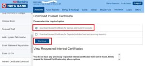 HDFC Interest Certificate Download