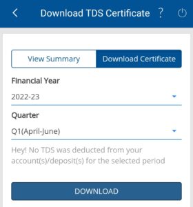 Previous Years Certificate HDFC