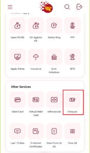 Select Cheque from Other Services option