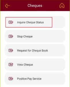 Inquire Cheque Status PNB