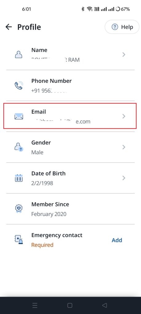 Register Email ID in Rapido Account