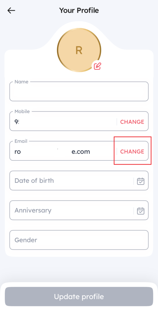 Change Email ID of Zomato Account