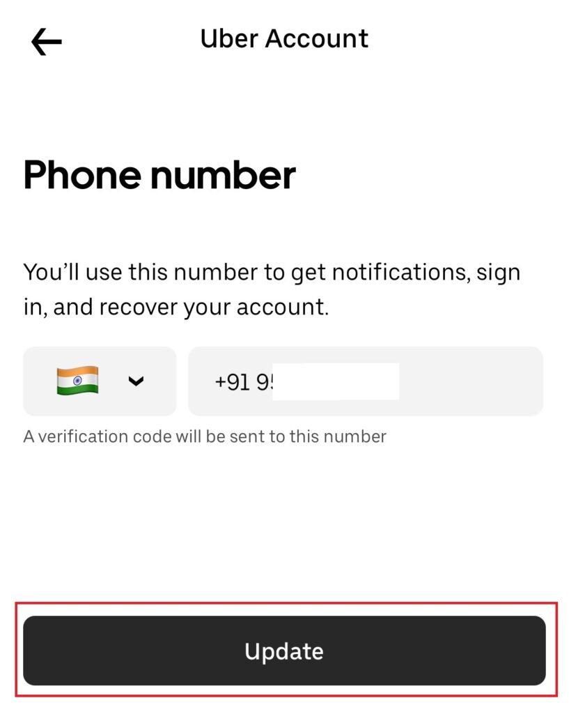 Link New Mobile Number in Uber App