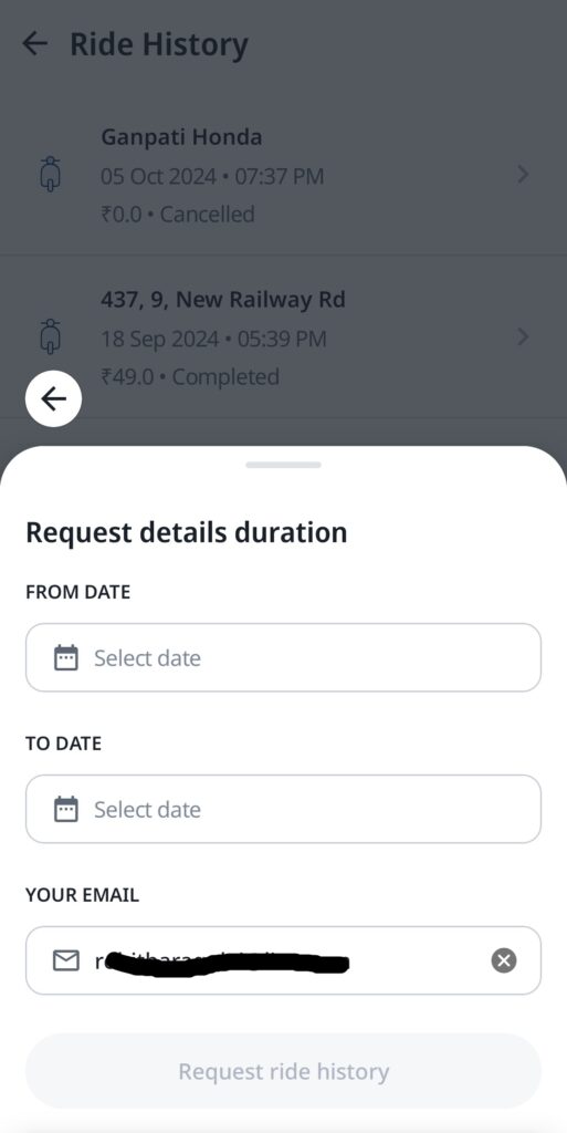 Request All Ride Details Rapido