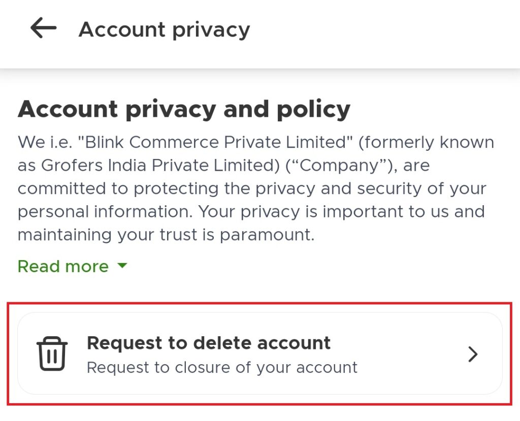 Remove Personal Information from Blinkit