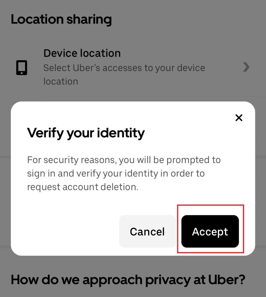 Uber Account Delete Online