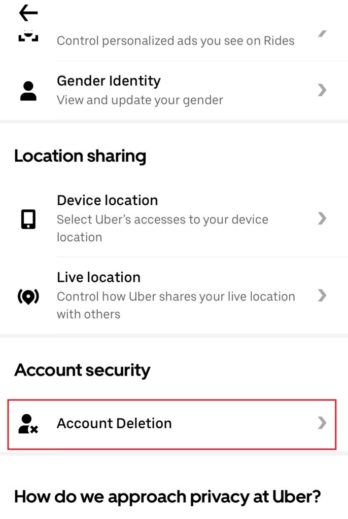 Uber App Delete Permanently