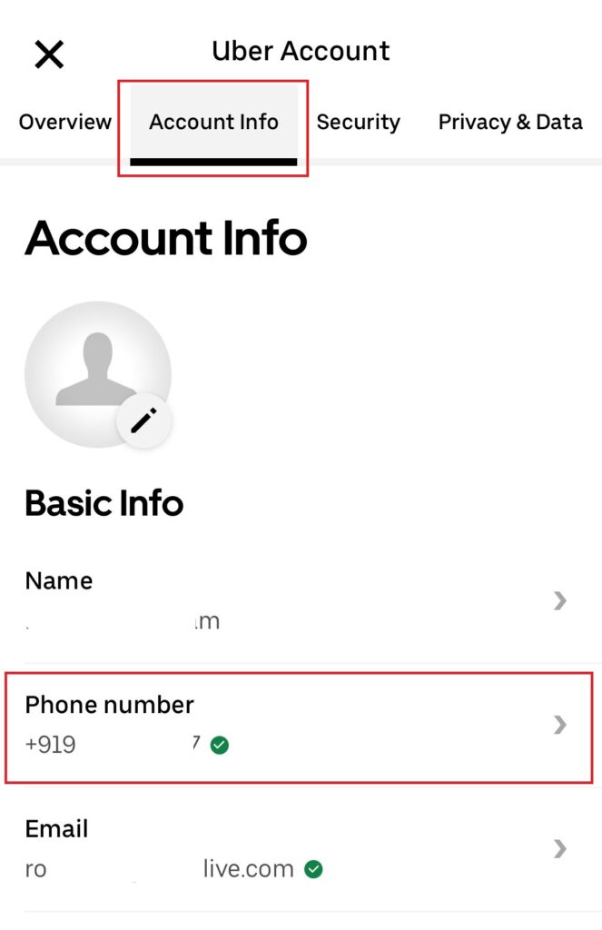 Uber New Number Register